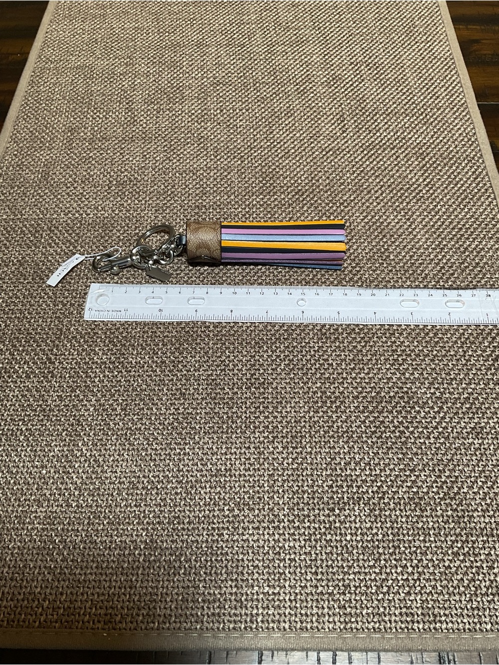 Coach Tassel Bag Charm Keychain- Colorblock Signature Canvas & Leather NWT - Picture 3 of 4